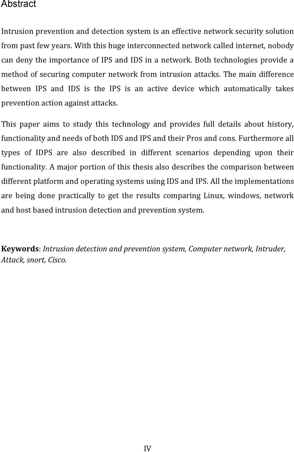Thesis report on intrusion detection system