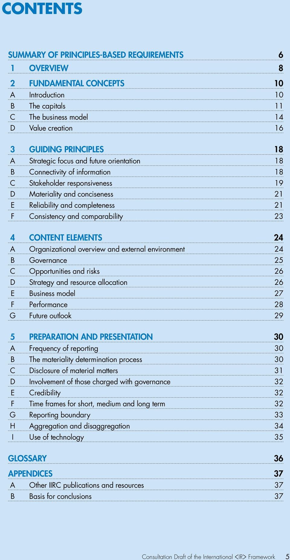 comparability 23 4 CONTENT ELEMENTS 24 A Organizational overview and external environment 24 B Governance 25 C Opportunities and risks 26 D Strategy and resource allocation 26 E Business model 27 F