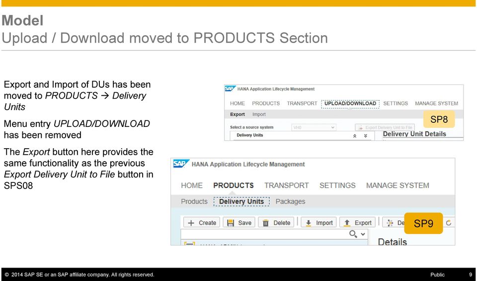 button here provides the same functionality as the previous Export Delivery Unit to File