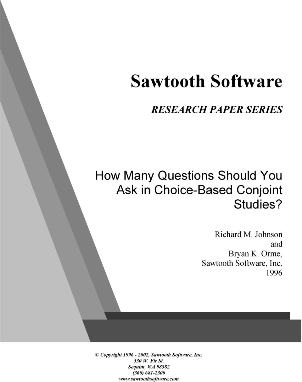 Orme, Sawtooth Software, Inc.