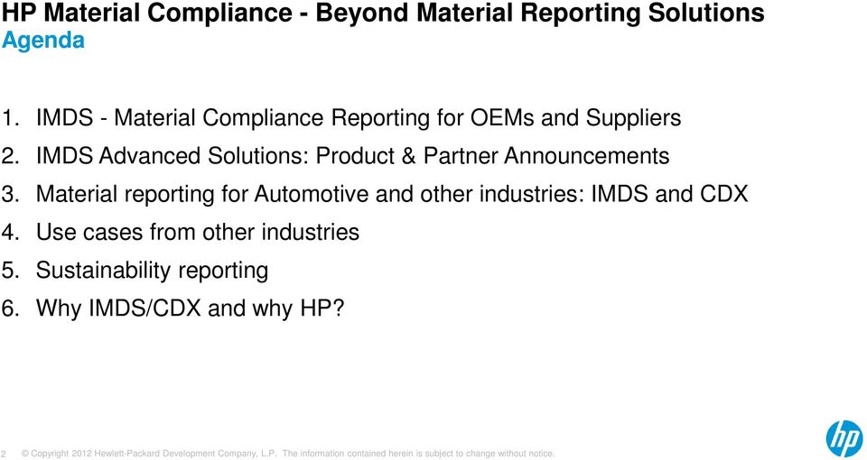 IMDS Advanced Solutions: Product & Partner Announcements 3.