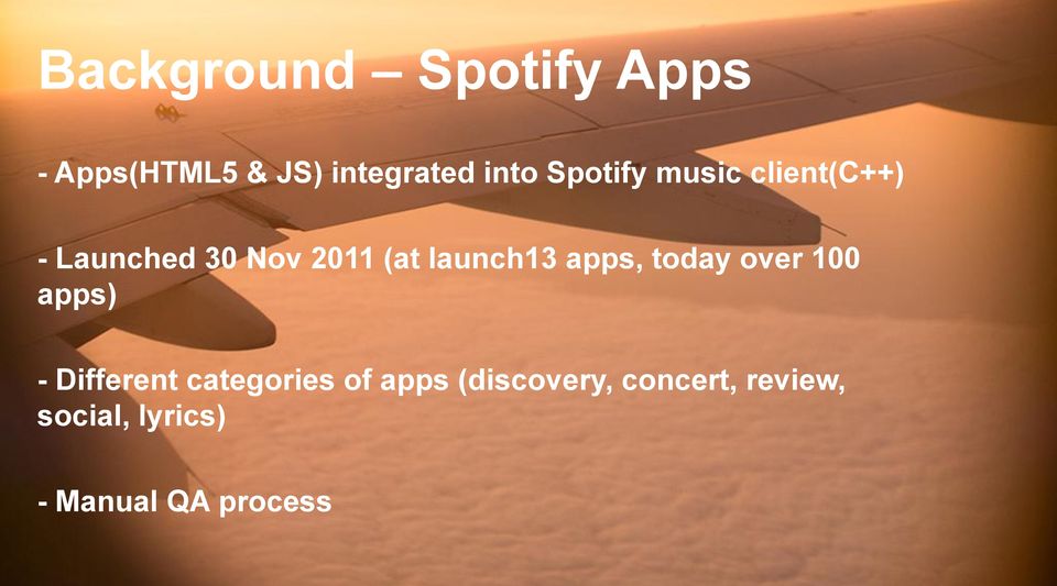 launch13 apps, today over 100 apps) - Different categories