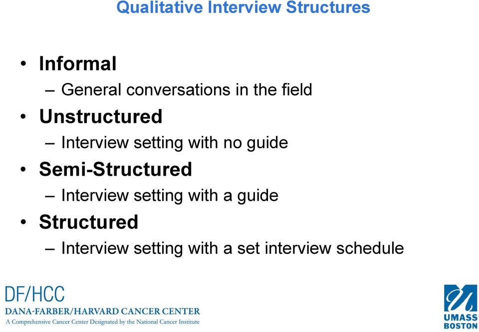 setting with no guide Semi-Structured Interview setting
