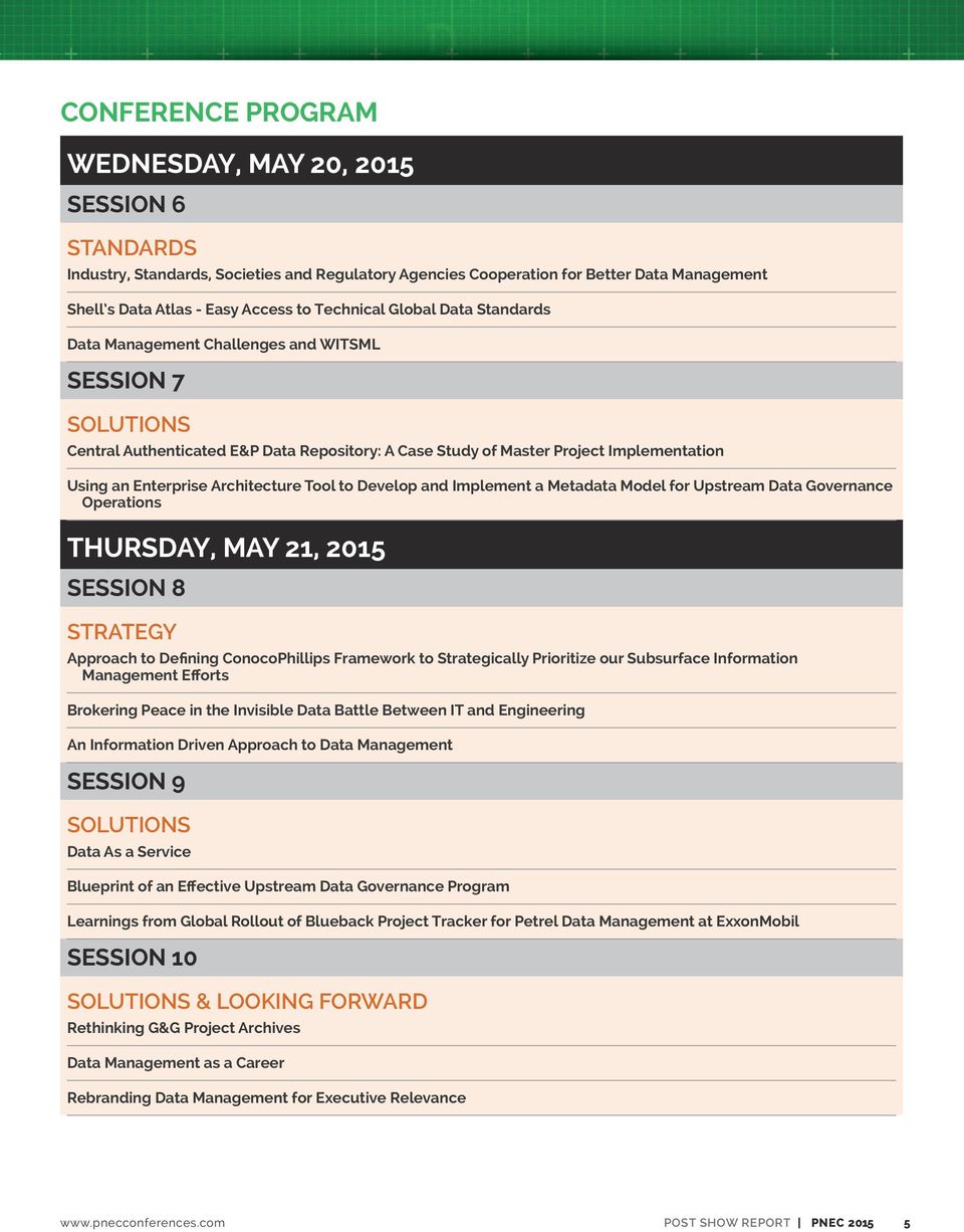 Architecture Tool to Develop and Implement a Metadata Model for Upstream Data Governance Operations THURSDAY, MAY 21, 2015 SESSION 8 STRATEGY Approach to Defining ConocoPhillips Framework to