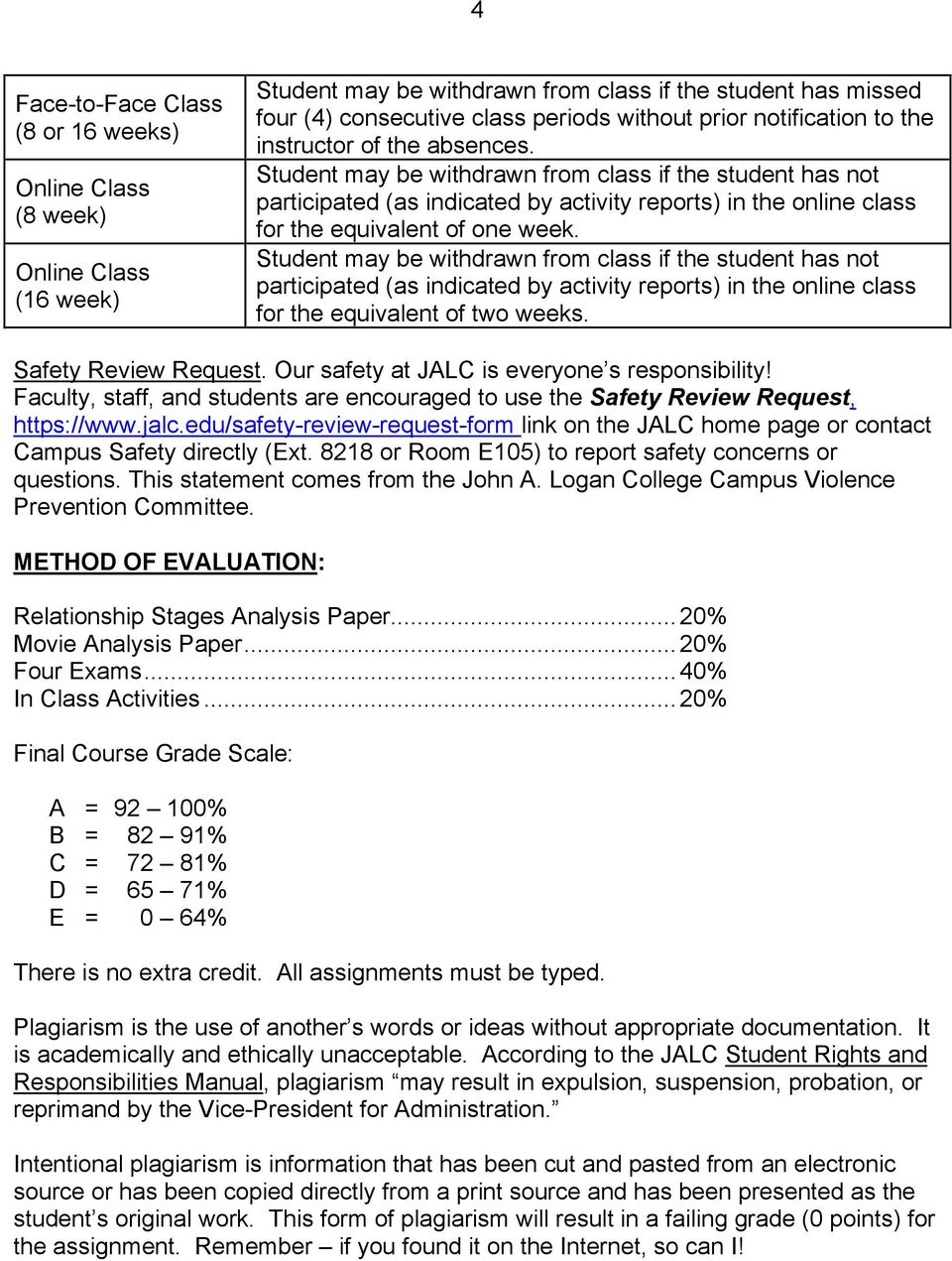 Student may be withdrawn from class if the student has not participated (as indicated by activity reports) in the online class for the equivalent of one week.