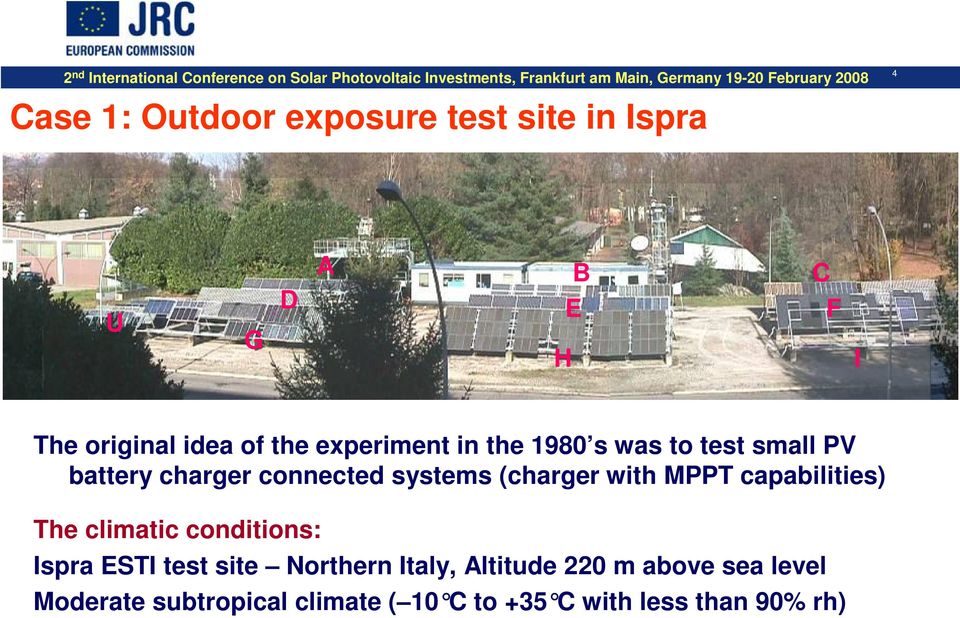 with MPPT capabilities) The climatic conditions: Ispra ESTI test site Northern Italy,