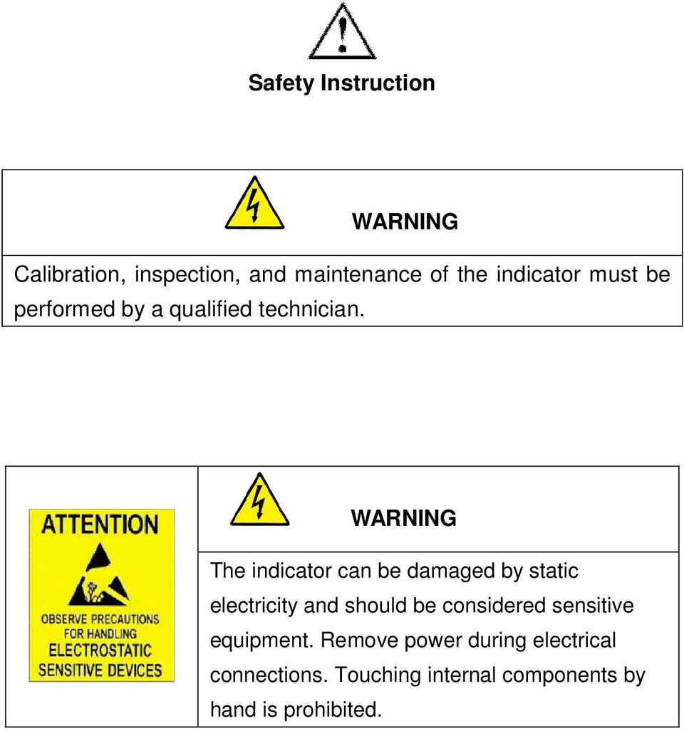 WARNING The indicator can be damaged by static electricity and should be
