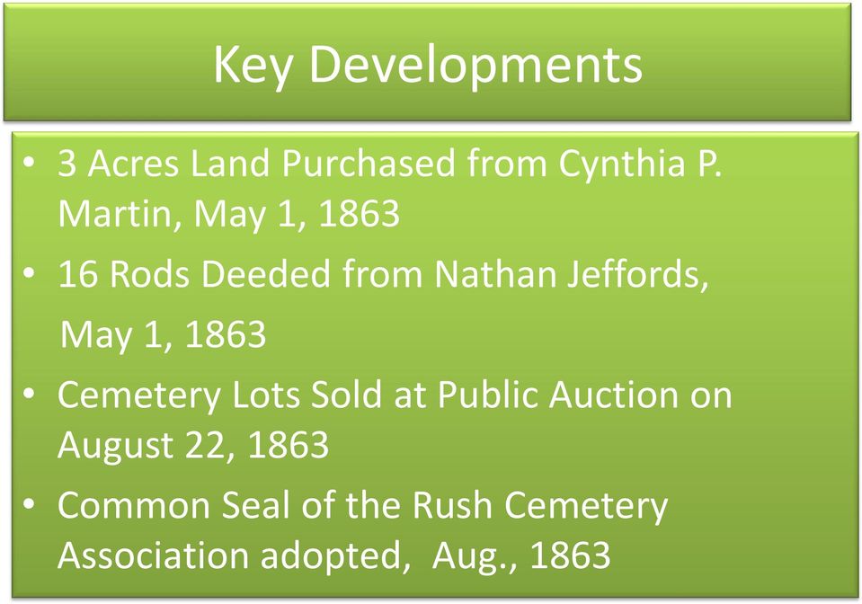 1, 1863 Cemetery Lots Sold at Public Auction on August 22,
