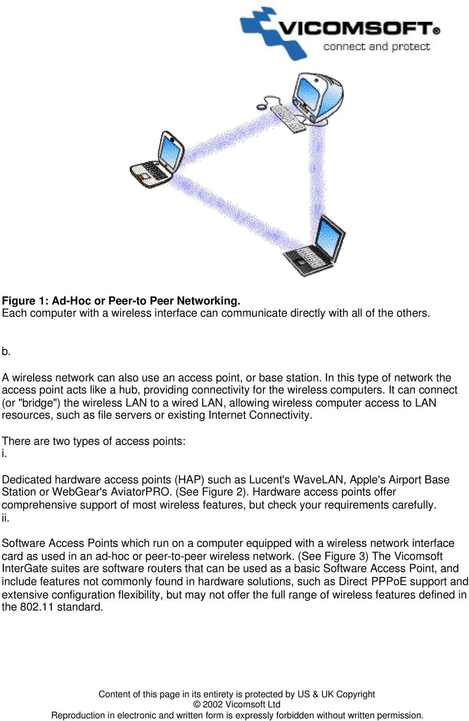 It can connect (or "bridge") the wireless LAN to a wired LAN, allowing wireless computer access to LAN resources, such as file servers or existing Internet Connectivity.