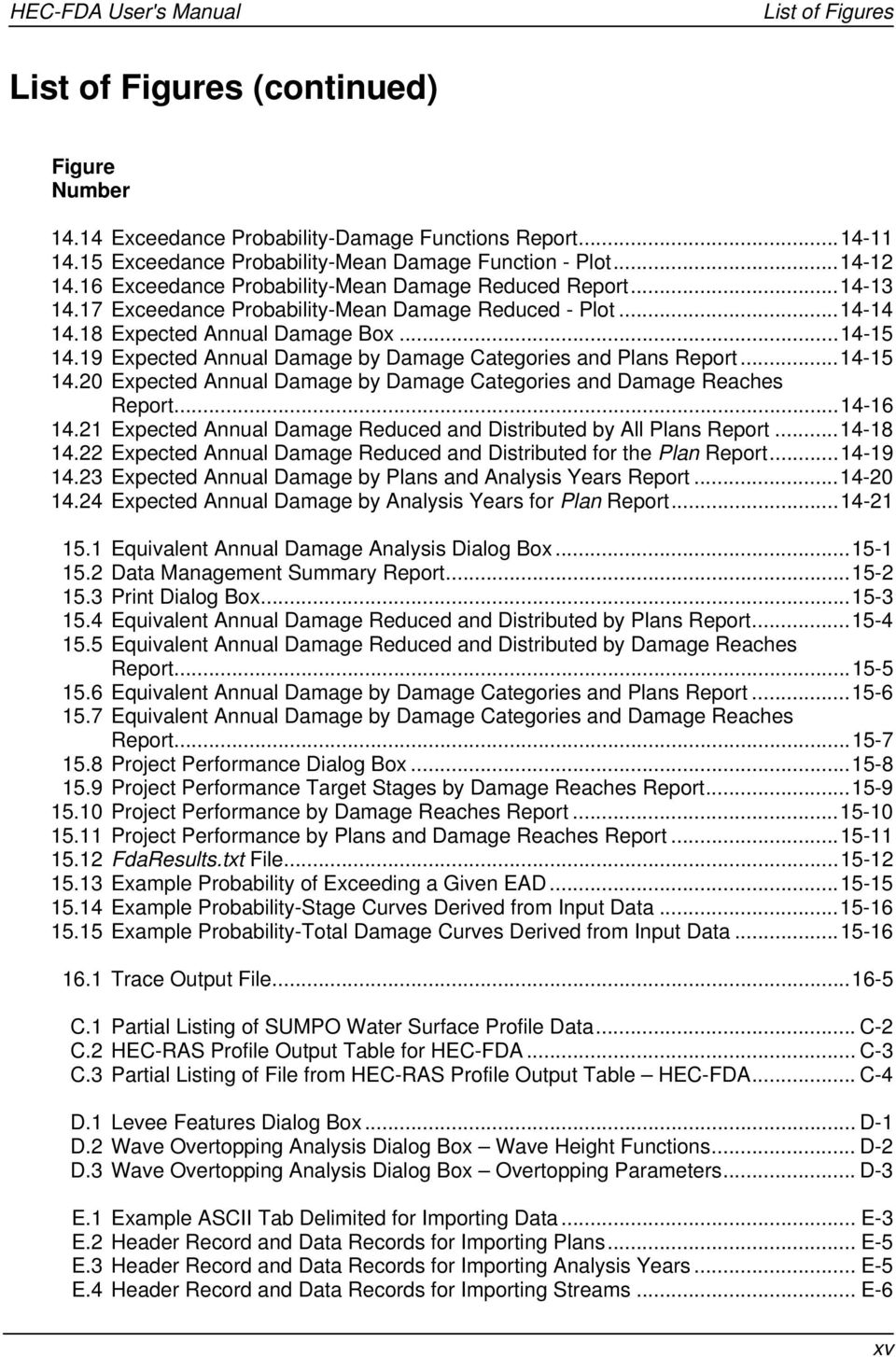 19 Expected Annual Damage by Damage Categories and Plans Report...14-15 14.20 Expected Annual Damage by Damage Categories and Damage Reaches Report...14-16 14.
