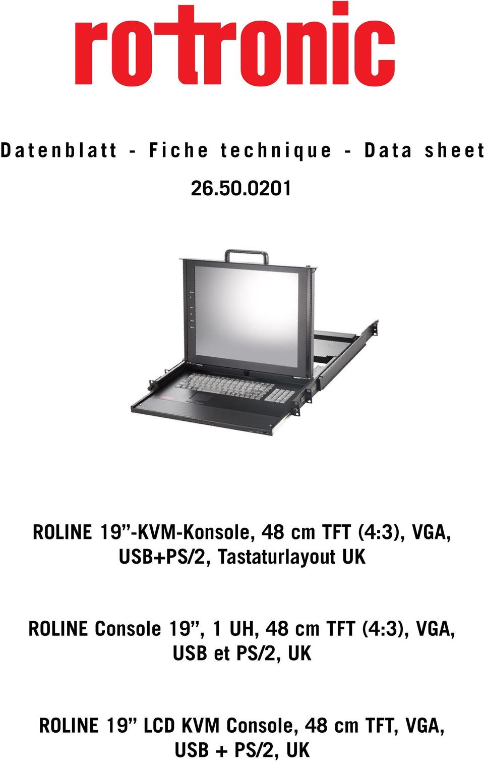 Tastaturlayout UK ROLINE Console 19, 1 UH, 48 cm TFT (4:3),