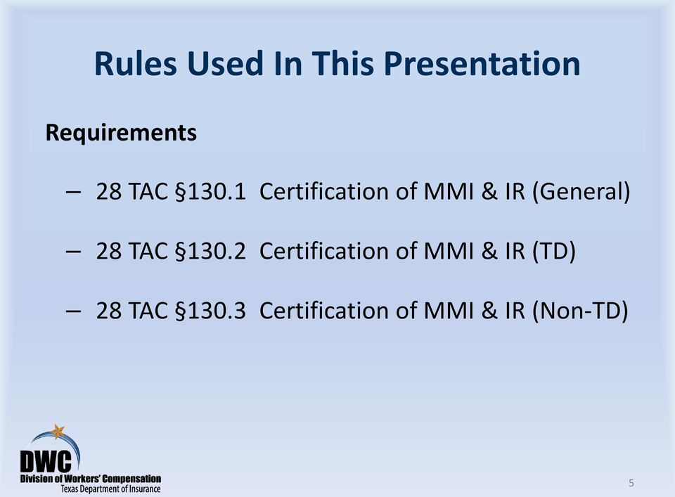 1 Certification of MMI & IR (General) 2