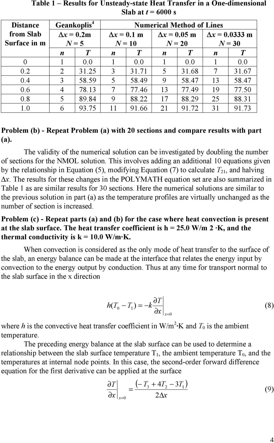 17 88.9 5 88.31 1.0 6 93.75 11 91.66 1 91.7 31 91.73 Problem (b) - Repeat Problem (a) with 0 sections and compare results with part (a).