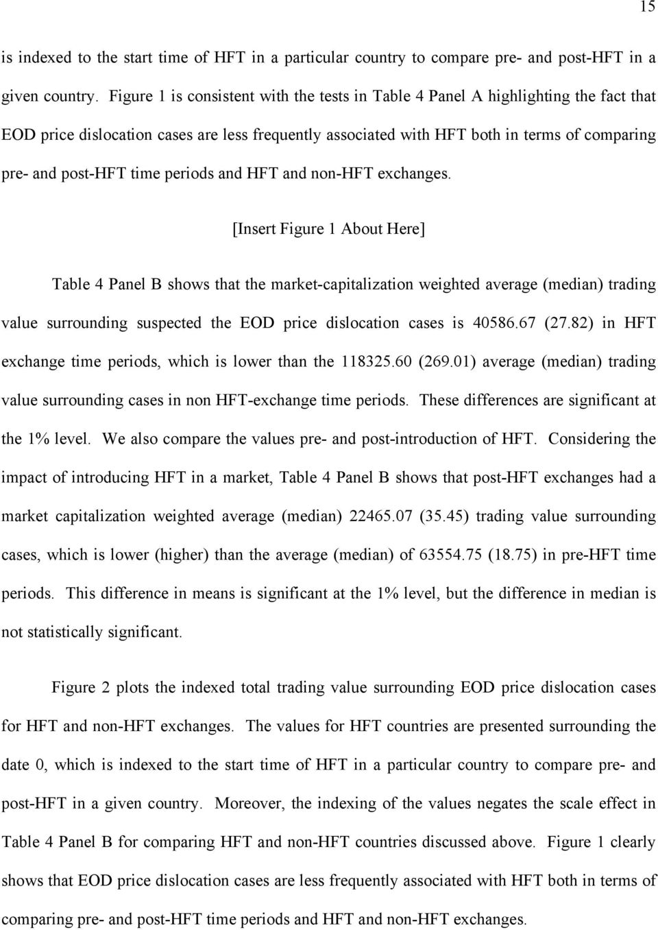 time periods and HFT and non-hft exchanges.