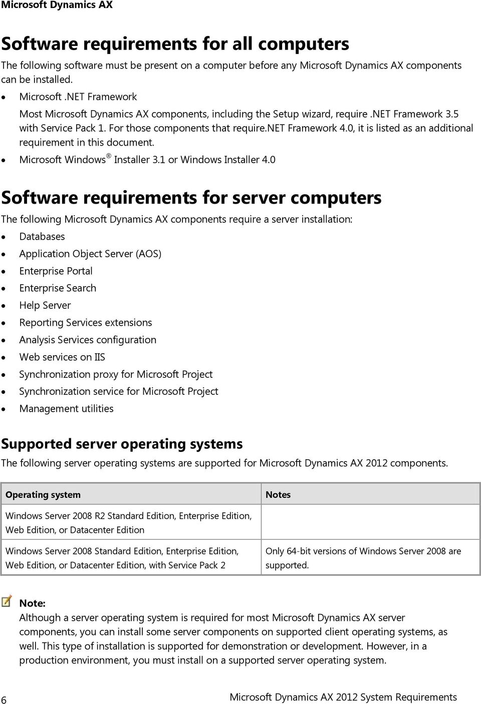 For those components that require.net Framework 4.0, it is listed as an additional requirement in this document. Microsoft Windows Installer 3.1 or Windows Installer 4.