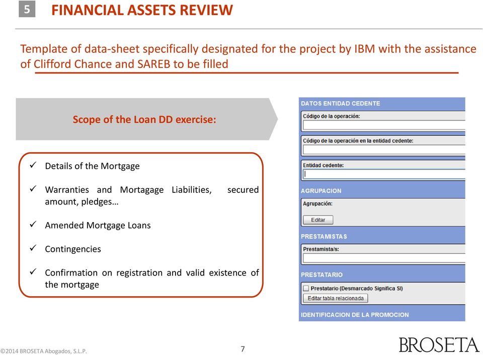 exercise: Details of the Mortgage Warranties and Mortagage Liabilities, secured amount,