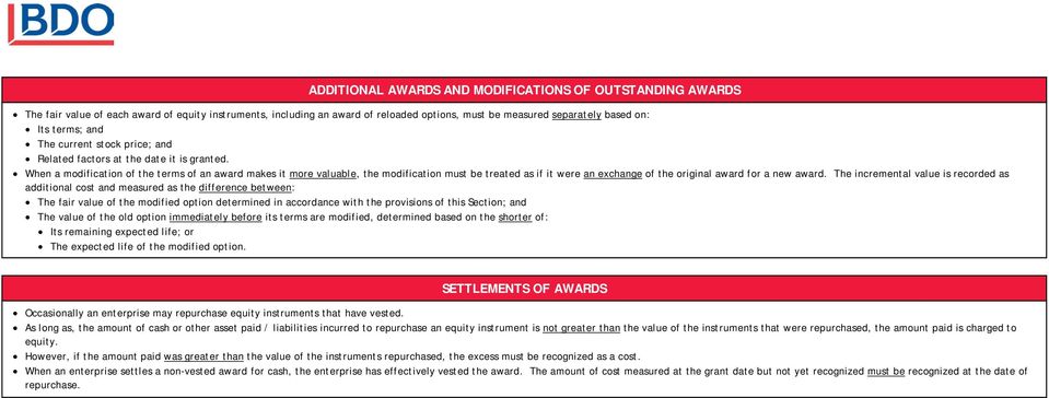 When a modification of the terms of an award makes it more valuable, the modification must be treated as if it were an exchange of the original award for a new award.