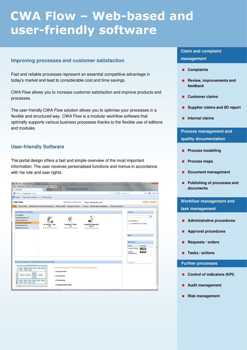 The user-friendly CWA Flow solution allows you to optimise your processes in a flexible and structured way.