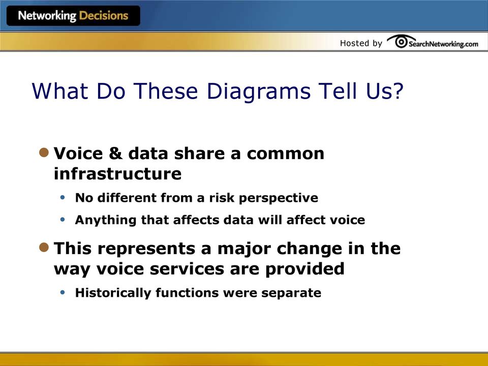 risk perspective Anything that affects data will affect voice