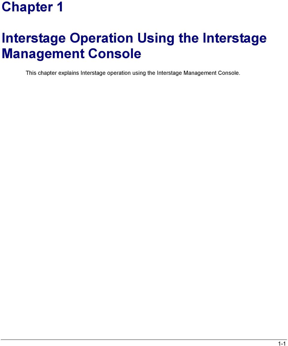 chapter explains Interstage operation