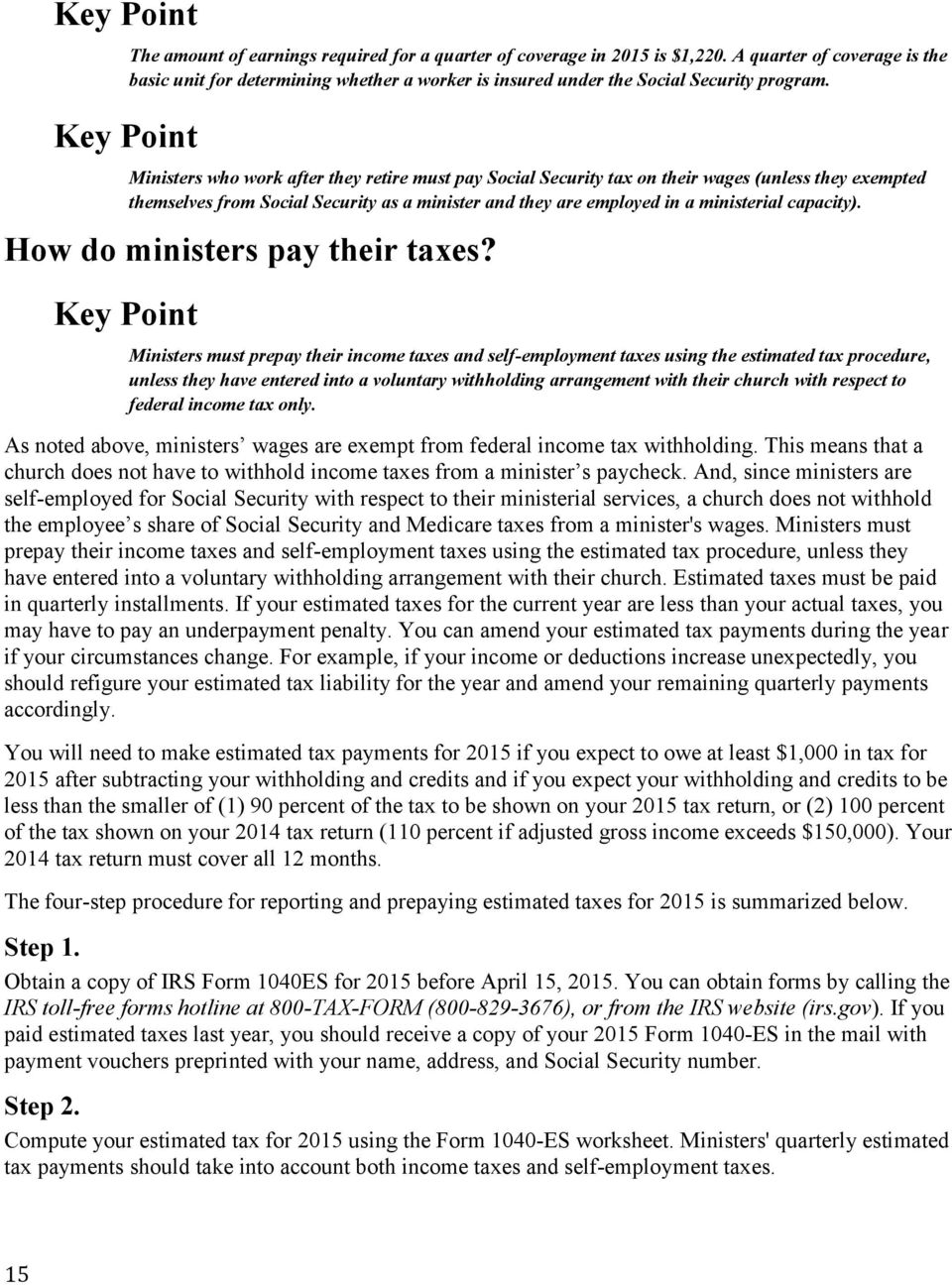 How do ministers pay their taxes?