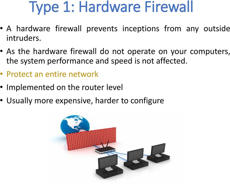 As the hardware firewall do not operate on your computers, the system