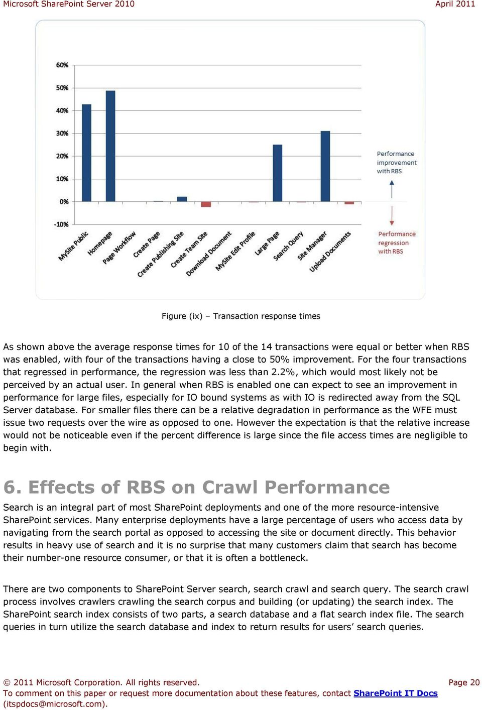 In general when RBS is enabled one can expect to see an improvement in performance for large files, especially for IO bound systems as with IO is redirected away from the SQL Server database.