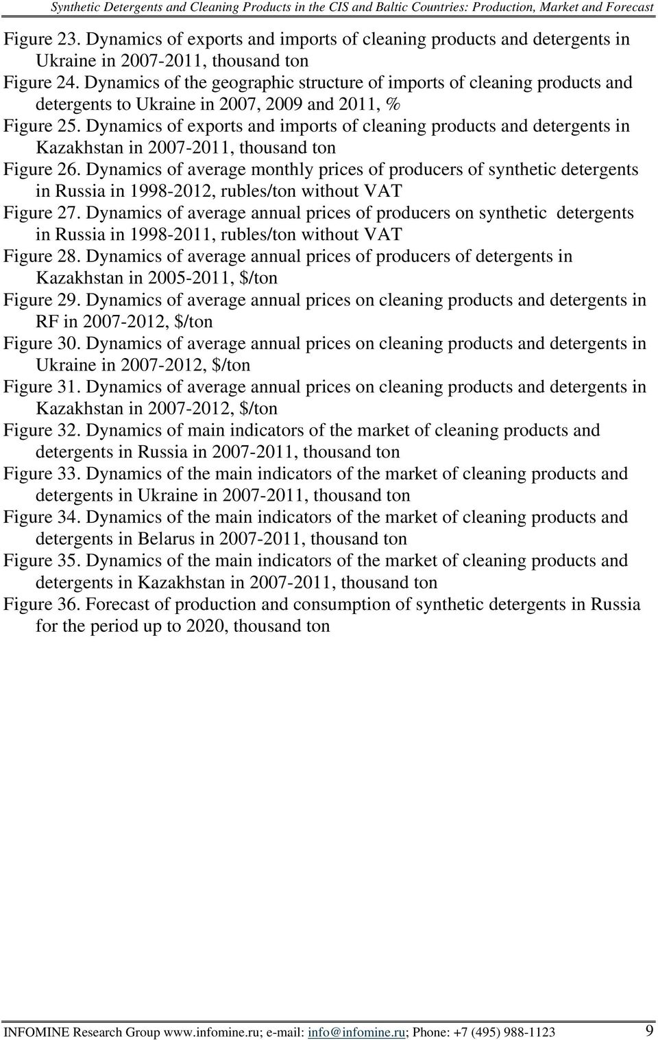 Dynamics of exports and imports of cleaning products and detergents in Kazakhstan in 2007-2011, thousand ton Figure 26.