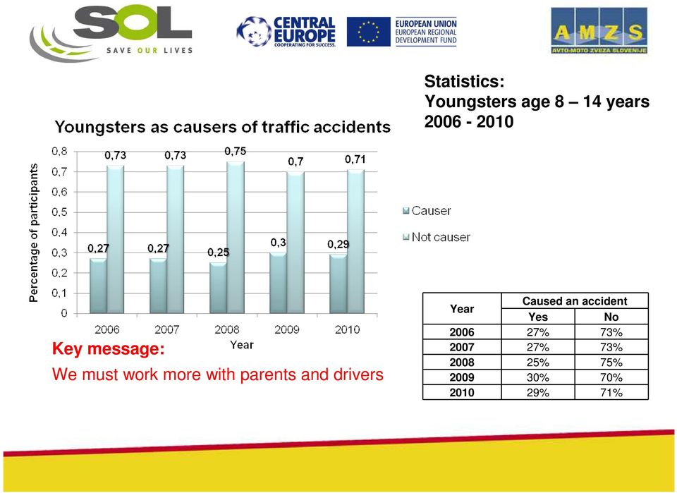 drivers Year Caused an accident Yes No 2006 27%