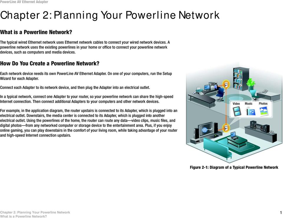 Each network device needs its own PowerLine AV Ethernet Adapter. On one of your computers, run the Setup Wizard for each Adapter.