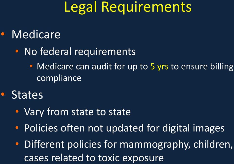 state to state Policies often not updated for digital images