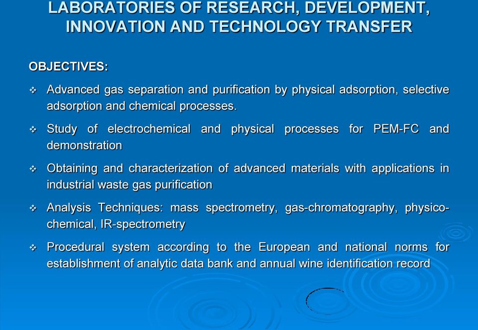 Study of electrochemical and physical processes for PEM-FC and demonstration Obtaining and characterization of advanced materials with applications in