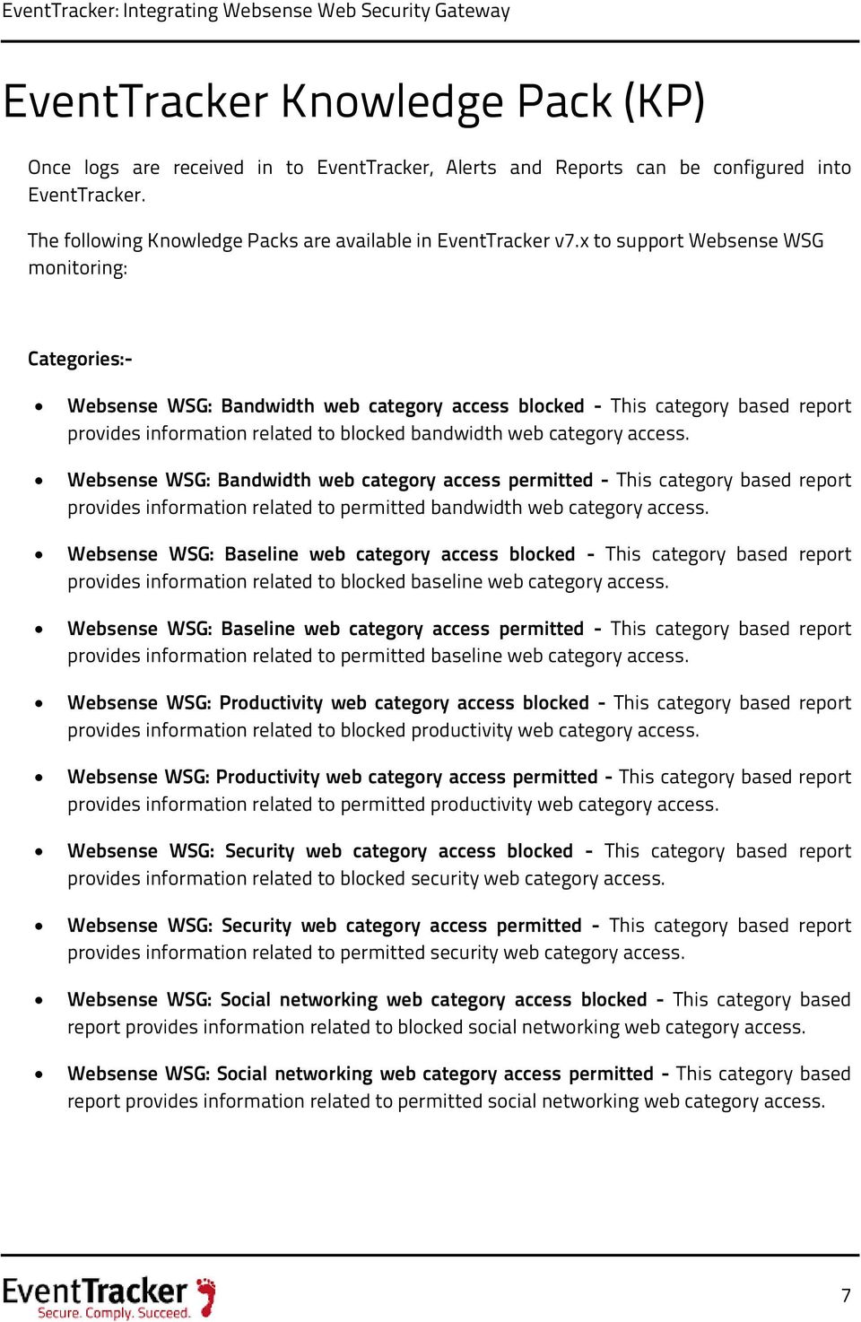 access. Websense WSG: Bandwidth web category access permitted - This category based report provides information related to permitted bandwidth web category access.