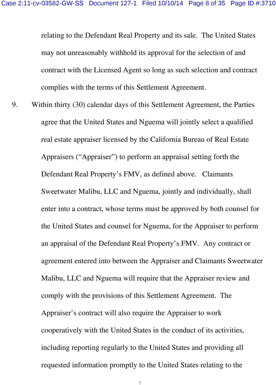Settlement Agreement. 9.