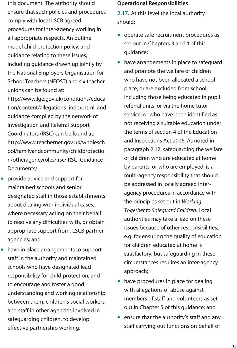 unions can be found at: http://www.lge.gov.uk/conditions/educa tion/content/allegations_index.