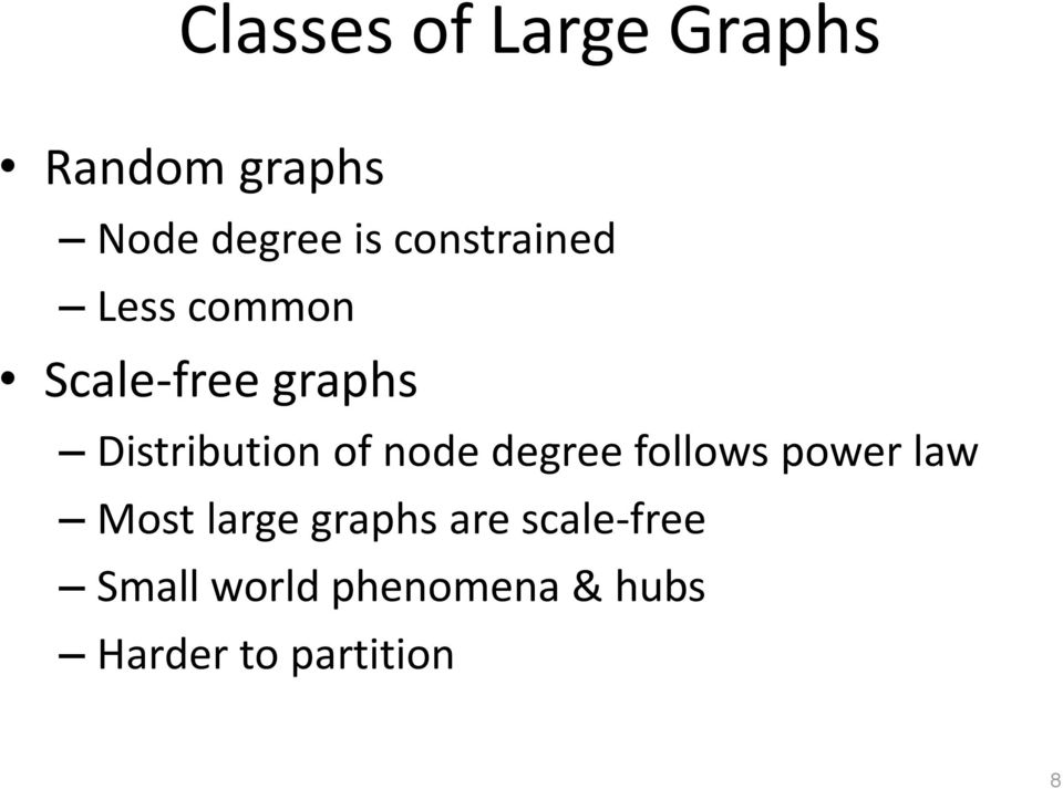 of node degree follows power law Most large graphs are