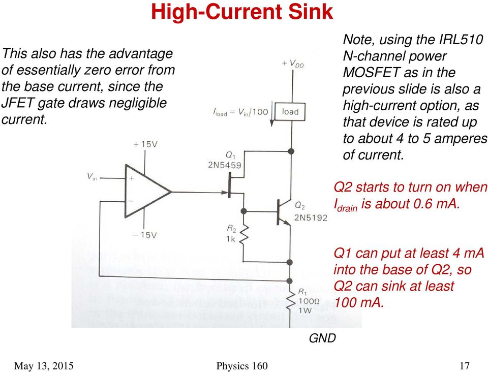 High-Current Sink Note, using the IL510 N-channel power MOSFET as in the previous slide is also a high-current
