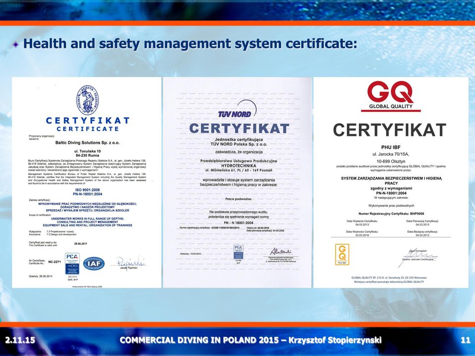 system certificate: