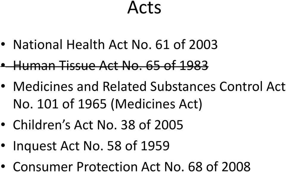101 of 1965 (Medicines Act) Children s Act No.