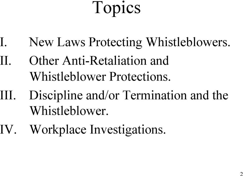 Other Anti-Retaliation and Whistleblower