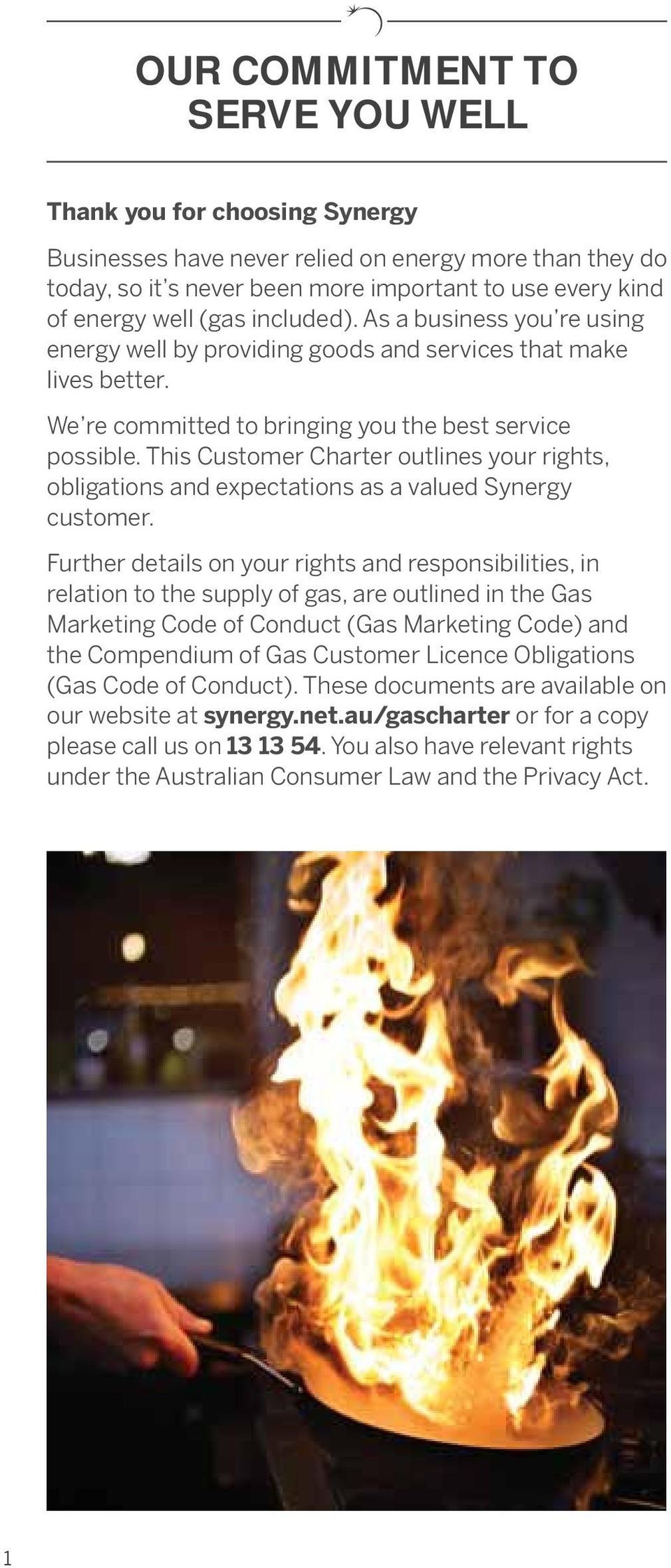 This Customer Charter outlines your rights, obligations and expectations as a valued Synergy customer.