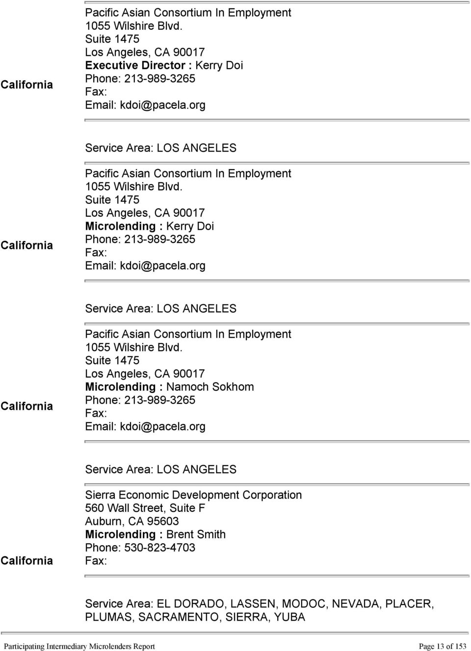 org Service Area: LOS ANGELES California Pacific Asian Consortium In Employment 1055 Wilshire Blvd.