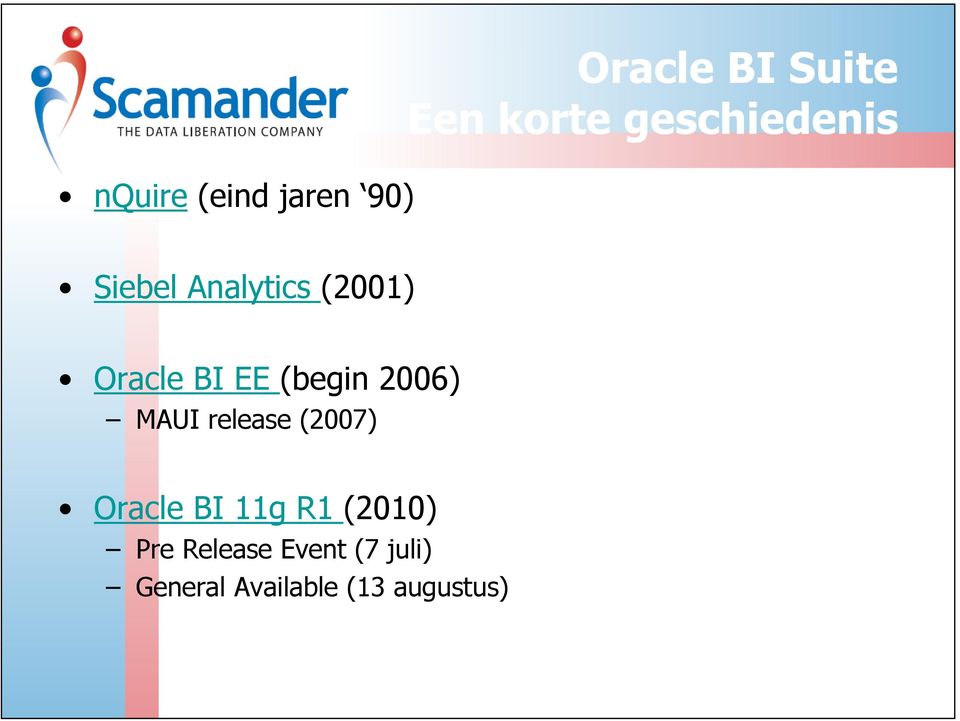(begin 2006) MAUI release (2007) Oracle BI 11g R1