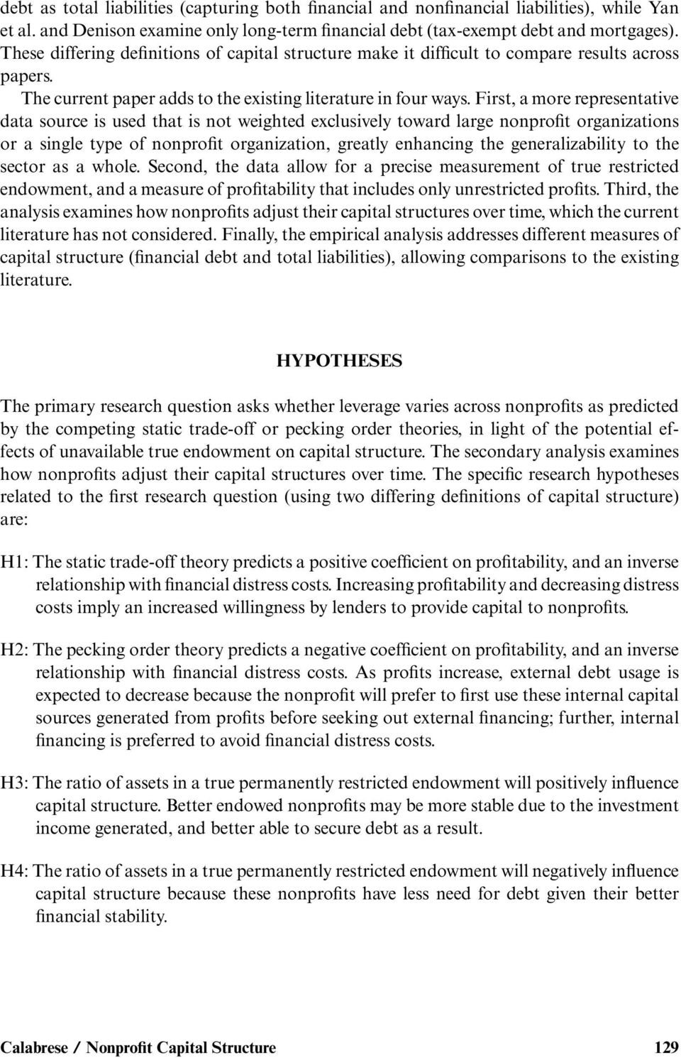 the static theory of capital structure