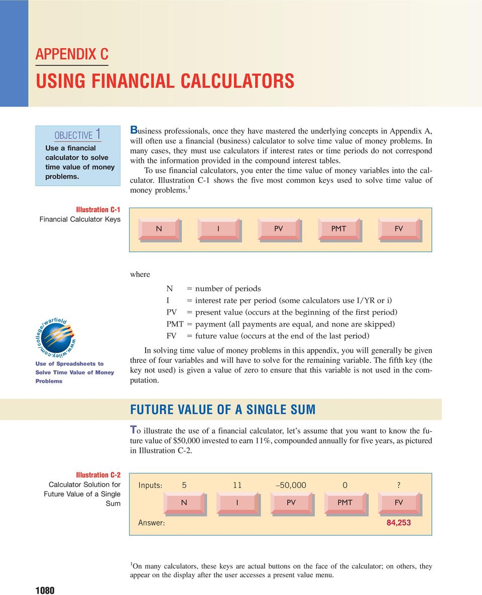 of money problems. In many cases, they must use calculators if interest rates or time periods do not correspond with the information provided in the compound interest tables.