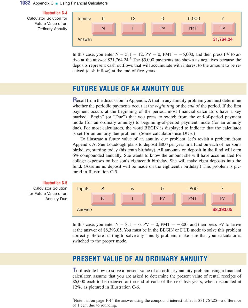 FUTURE VALUE OF A AUITY DUE Recall from the discussion in Appendix A that in any annuity problem you must determine whether the periodic payments occur at the beginning or the end of the period.