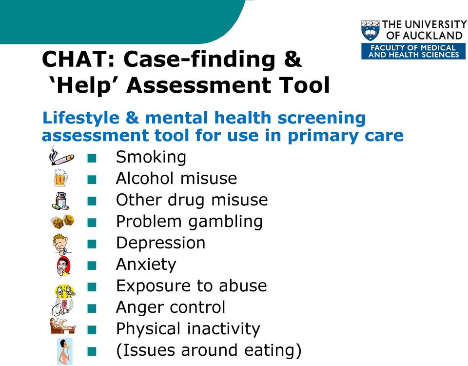 misuse Other drug misuse Problem gambling Depression Anxiety