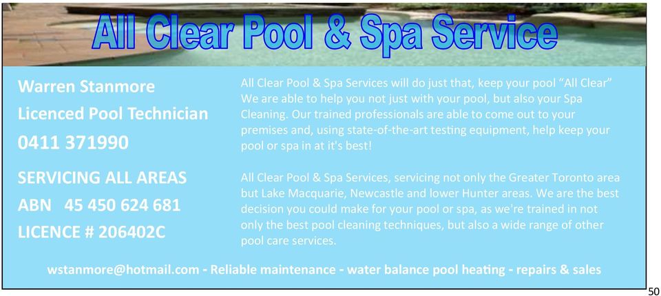 Our trained professionals are able to come out to your premises and, using state-of-the-art testing equipment, help keep your pool or spa in at it's best!