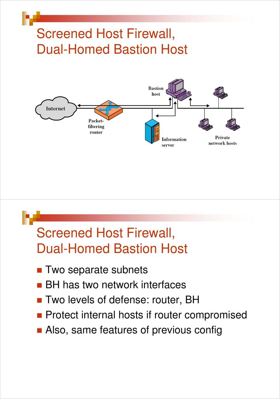 network interfaces Two levels of defense: router, BH Protect