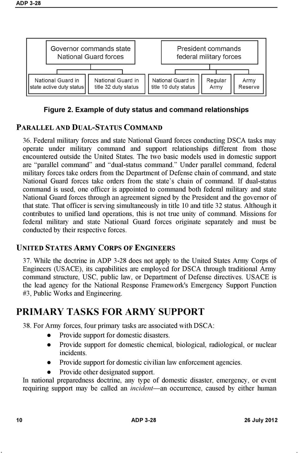 The two basic models used in domestic support are parallel command and dual-status command.